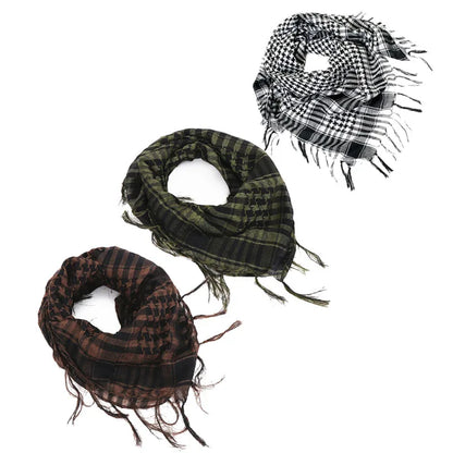 1/2/3Pcs Men Women Scarf Plaid Tartan Lightweight Cotton Keffiyeh Scarf for Winter Square Shawl Scarf Tactical Neck Warmer Cover