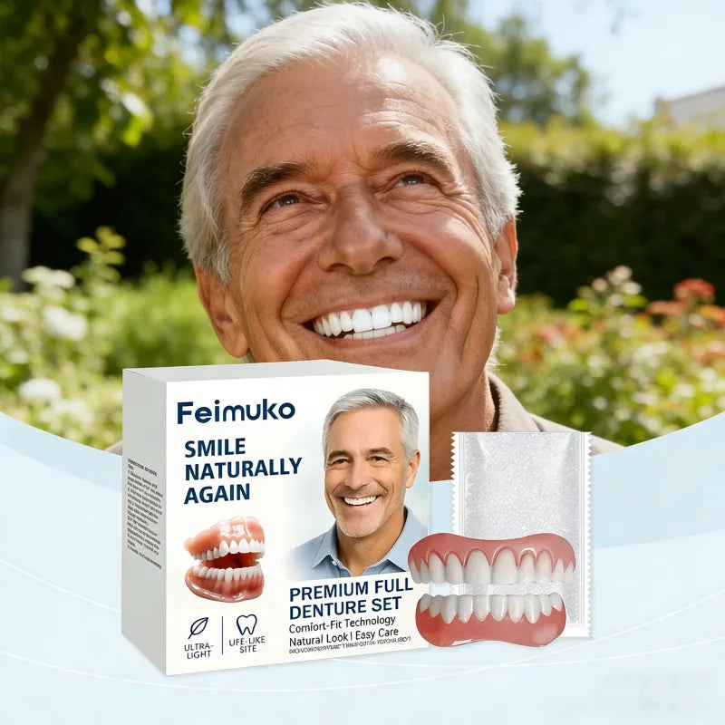 Dentures Full Set Natural Upper Lower Silicone Denture Braces For Men Women Instant Confident Fake Teeth Oral Hygiene Care Tool