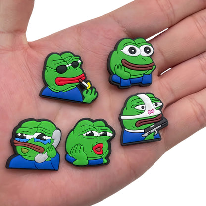 New Arrivals 1Pcs Sad Frog Shoe Charms for Crocs Accessories Decoration Shoe Pin Bracelet Wristband Adult Party Gifts