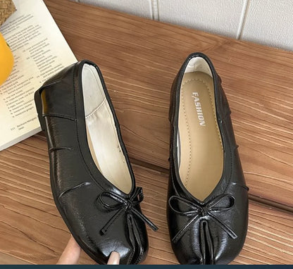 Fashion Bowknot Split Toe Women Tabi Ninja Ballet Flats Slippers Comfortable Walking Loafers Sweet Ladies All-match Mules Shoes