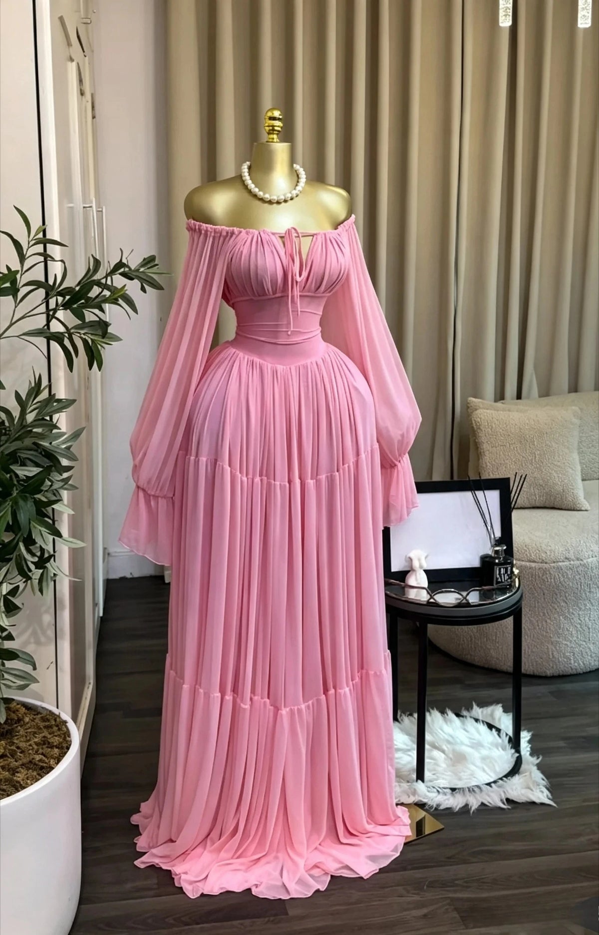 CM.YAYA 2026 Fall Winter Women Long Sleeve Halter Big Swing Long Maxi Dress Evening Birthday Trendy Sexy Vacation Party Dresses
