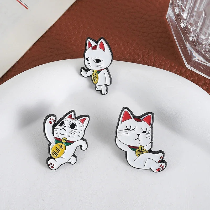 Funny Middle Finger Cat Enamel Pins - Turbo Granny Spying Cartoon Anime Characters Brooches Lapel Badge for Humorous Gifts