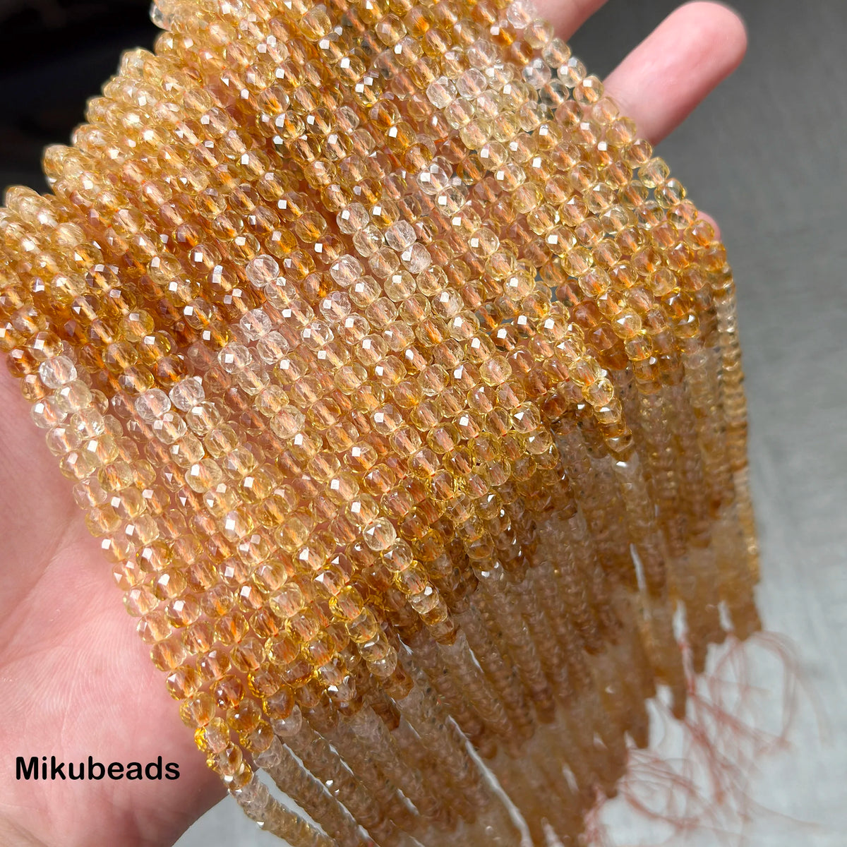 Natural Citrine Quartz 4.5mm AA Gradient Color Faceted Cube Loose Beads For Making Jewelry Bracelet Necklace DIY Wholesale