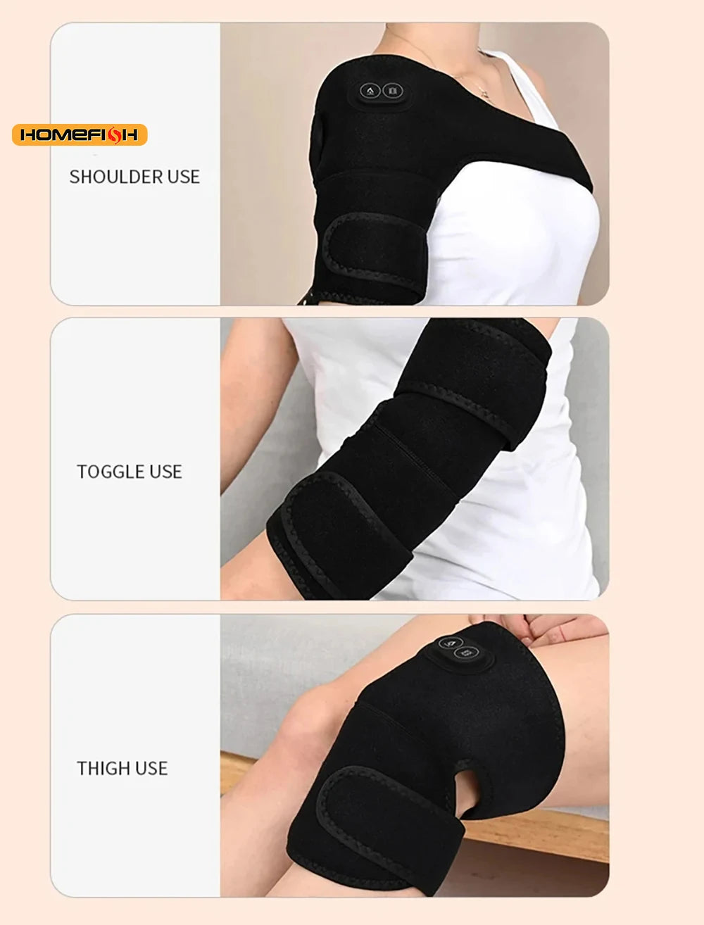 Smart Heated Massage Brace for Shoulder - Support with Graphene Heating & Pulse Vibration for Joint & Muscle Massage