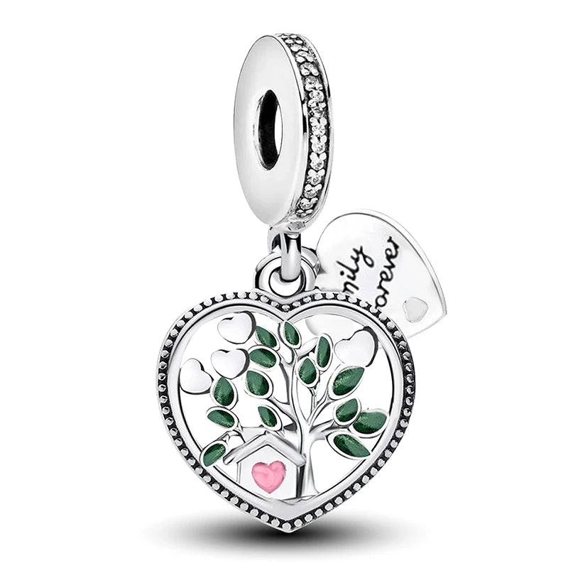 Fit 925 Original Bracelets Love Heart Flower Four Leaf Clover Turtle 925 Silver Charms Beads DIY Birthday Jewelry Gift