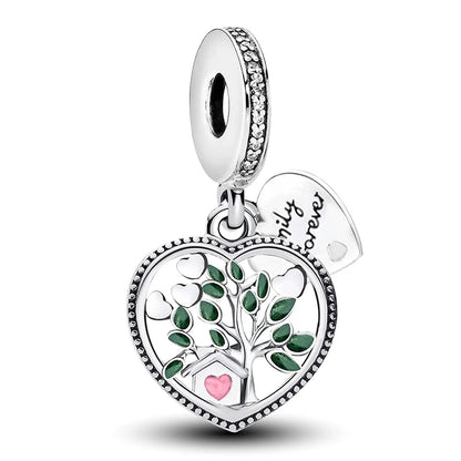 Fit 925 Original Bracelets Love Heart Flower Four Leaf Clover Turtle 925 Silver Charms Beads DIY Birthday Jewelry Gift