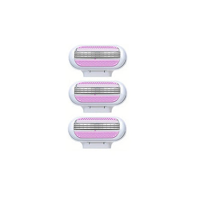 Women Razor 1 Handle 3 Cartridges Stainless Steel Blade Rubber Handle Reusable Body Hair Remove Razor Blade
