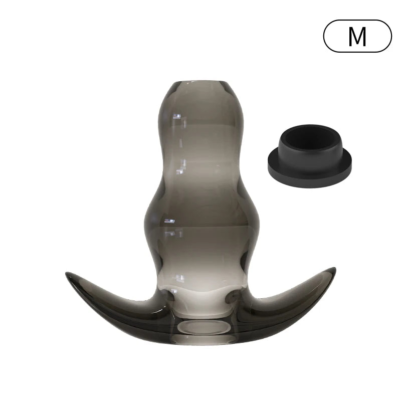 Hollow Speculum Peeking Anal Beads Butt Plug with Stopper Expander Tunnel Transparent Anus Dilation Adult Women Men Gay