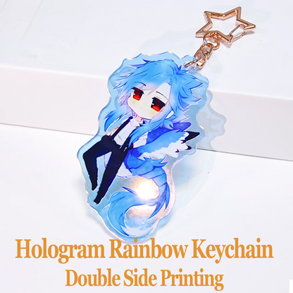 Custom Anime Acrylic Keychain Personalized Logo Cartoon Pendant Photo Clear Flash Charms Hologram Designer Key Chain