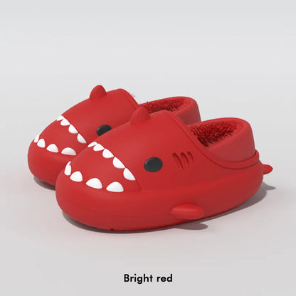 Litfun Fuzzy Shark Slippers For Women Men Winter Indoor Plush Cartoon Cotton Shoes New Outdoor Adults Kids Waterproof Furry Shoe