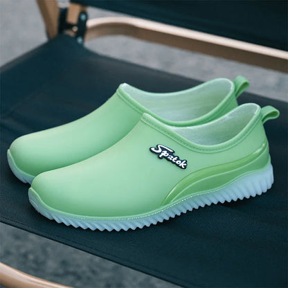 women's plush rain shoes warm waterproof galoshes woman low top rainshoes female chef work shoes ladies green water shoes 2026