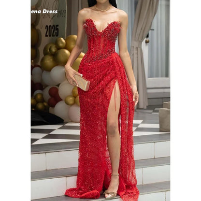 Lena Shiny Women's Elegant Dresses for Special Occasions Beads Luxury Prom Dress 2025 Luxury Evening Dress Custom Made Mermaid