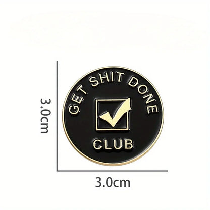 Creative Personality English Club Black Circular Brooch Fashionable Versatile Metal Badge Accessory