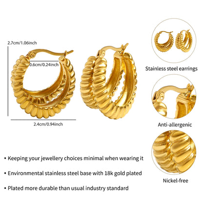 Hoop Earrings for Women Trendy Golden Stainless Steel Earring Jewelry New