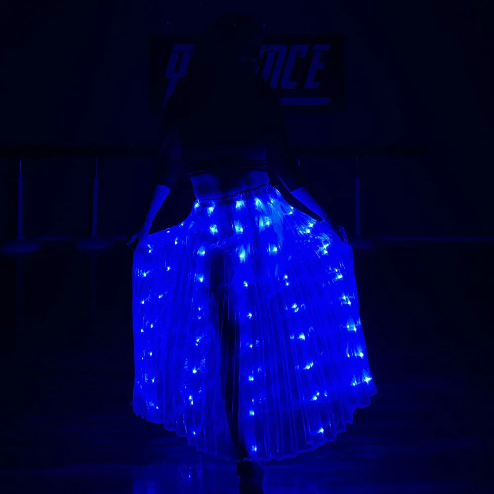 Ruoru Led Skirt Women Belly Dancing Light Up Skirt Long Tutu for Girls Festival Rave Accessories Dance Light Up Props Carnival