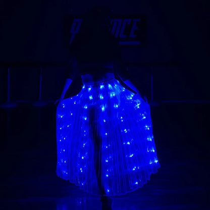 Ruoru Led Skirt Women Belly Dancing Light Up Skirt Long Tutu for Girls Festival Rave Accessories Dance Light Up Props Carnival