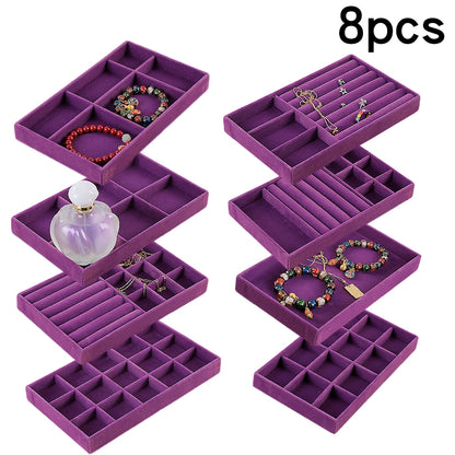 1 Set, (Including 8PCS) Flocking Jewelry Box Jewelry Tray