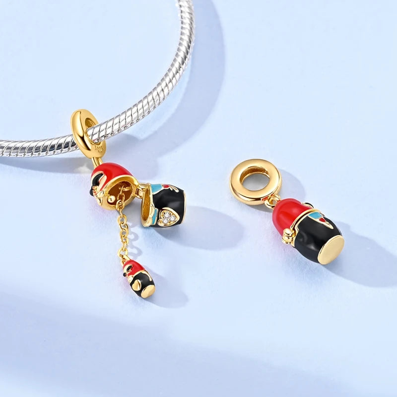 Hot Sales 925 Sterling Silver Golden Series Charms Leopard Little Bear Starfish Bow Bead Fit Original Bracelet DIY Women Jewelry