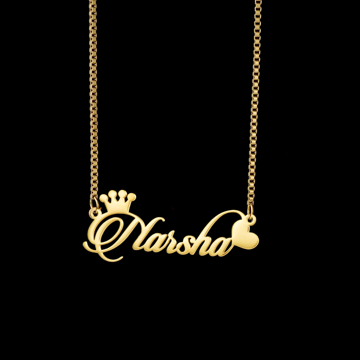 Atoztide Personalized Custom Name Necklace for Women Stainless Steel Crown Heart Nameplate Figaro Chain Birthday Jewelry Gift
