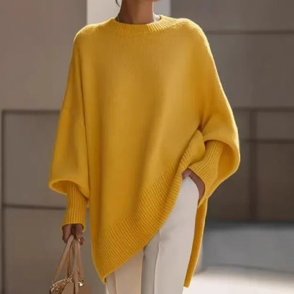 New women's autumn and winter round neck long-sleeved tops knitted pullover loose lazy style solid color women's casual sweater
