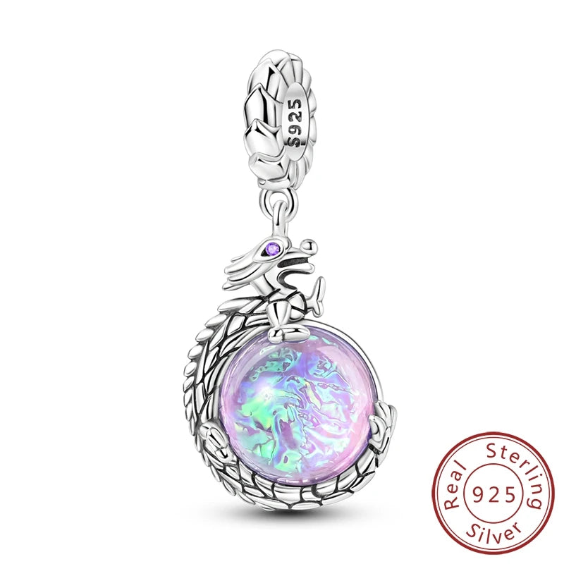 MULA 925 Sterling Silver Dinosaur Charms Pendant Beads Fit Original Pan Snake Chain Bracelet DIY For Women Jewelry Gift