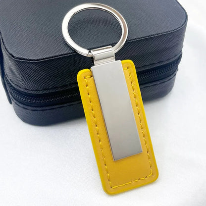 Hot Custom Logo Metal Stainless Steel for Car Moto Keychain Men and Women Keyring Leather Engraved Engraving Key Chain Gift