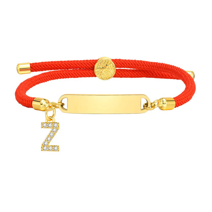Custom Initial Letter Name Bracelet for Little Girl Boy, Personalised Birththday Gift, Red Thread Rope Bracelet Adjustable