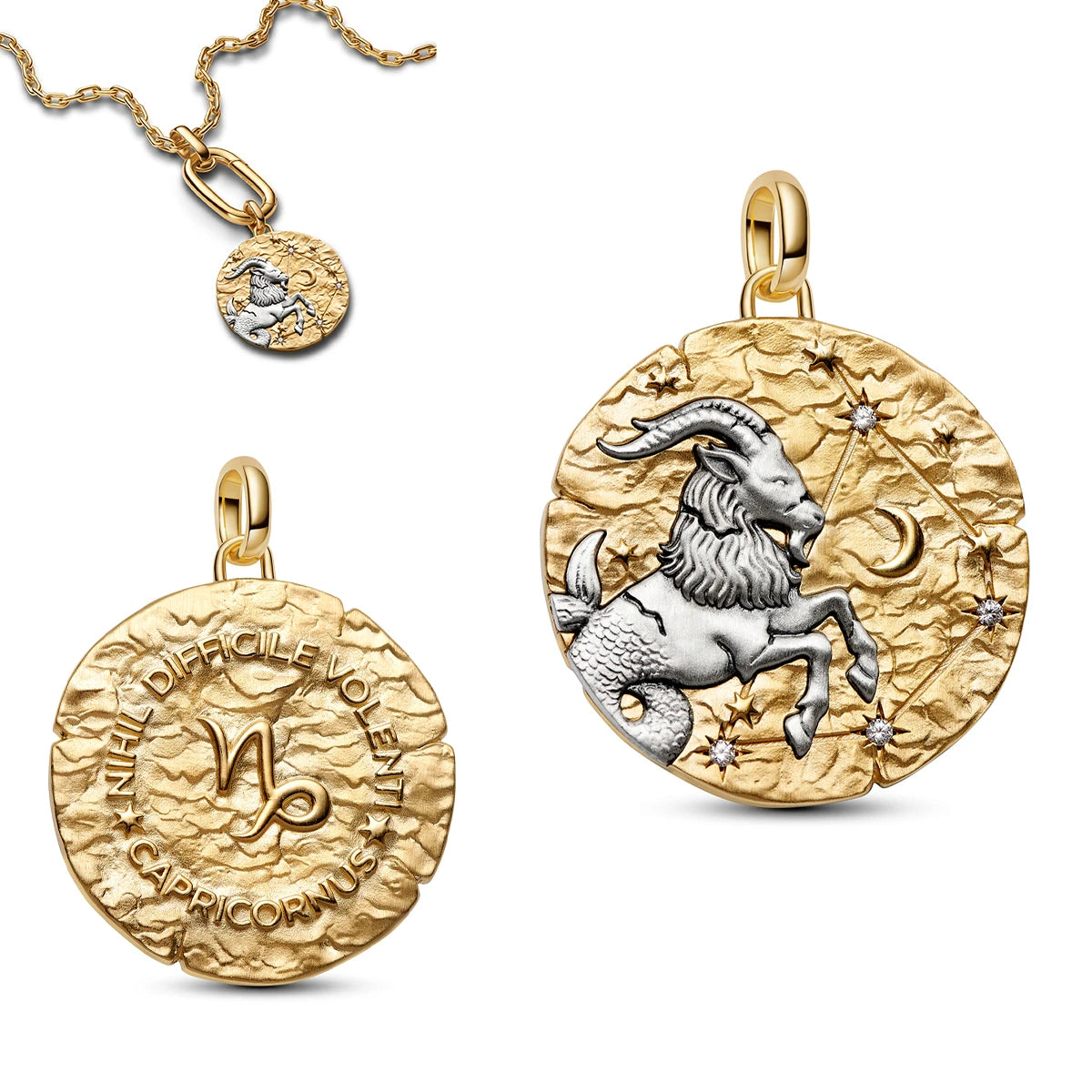 925 Sterling Silver Zodiac Coin Charms 12 Constellation Coin Pendant Crystal Lucky Amulet Beads Bracelet Necklace DIY Jewelry