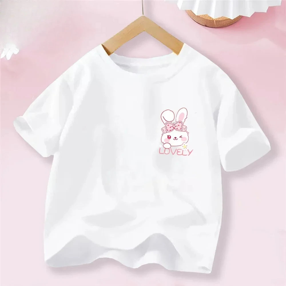 Sweet Heart Print T-Shirt Crew Neck Short Sleeve T-Shirt Casual Every Day Tops Girls Clothing Fashion Teens Sport Clothes