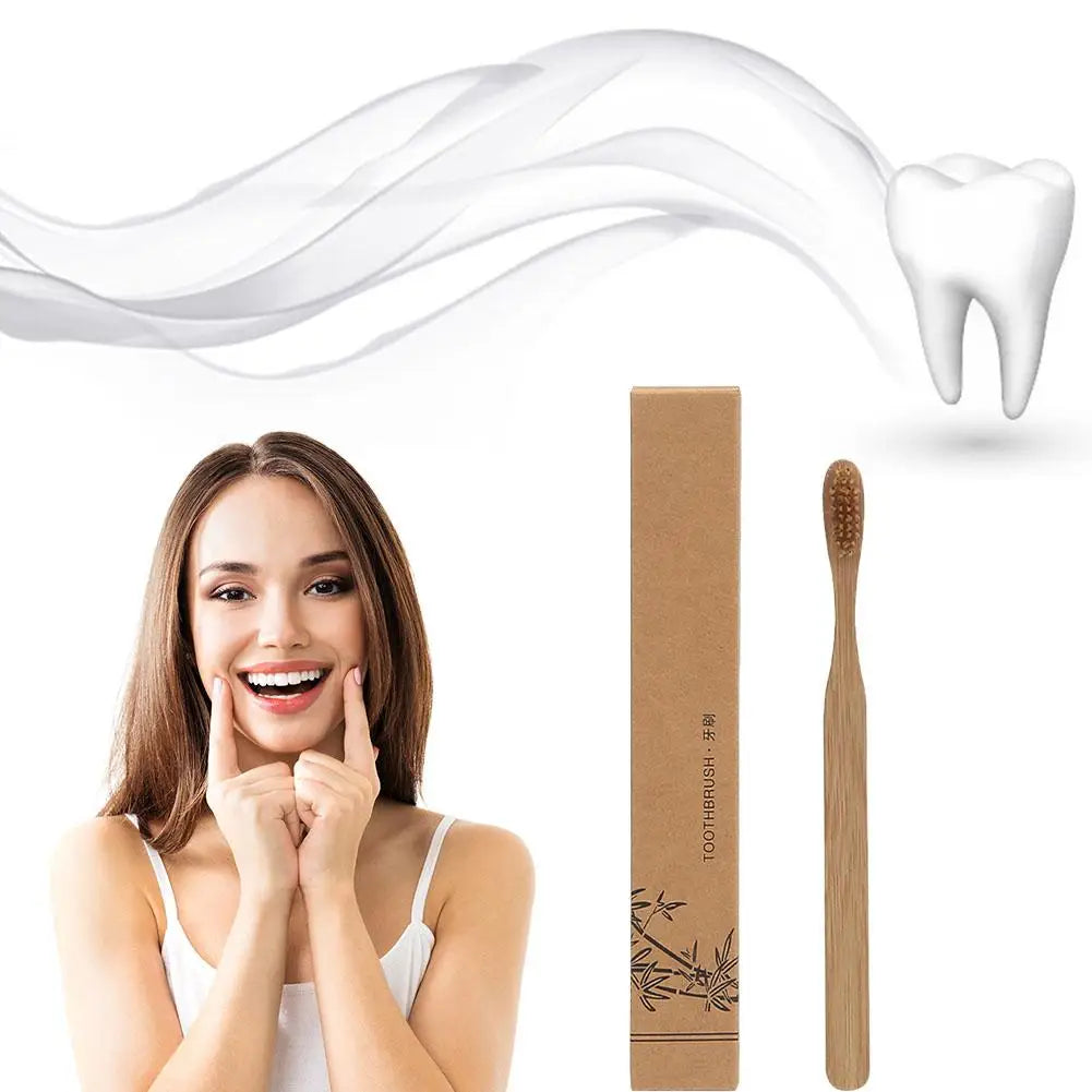 30PCS Disposable Toothbrush Natural Bamboo Toothbrush Strong Cleaning Power Friendly Toothbrush