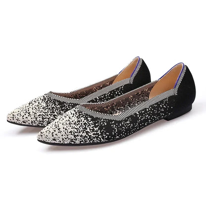 Women's Shoes Mesh Breathable Pointed Toe Flat Shoes Fashion Soft Bottom Knitted Shoes Female Casual Slip on Footwear Loafers85