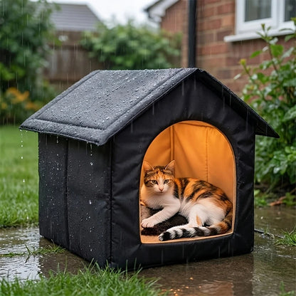 Waterproof Outdoor Cat House Foldable Cat Bed Pet Shelter Warm Insulated Small Dog House for Indoor & Outdoor Cats Small Puppies