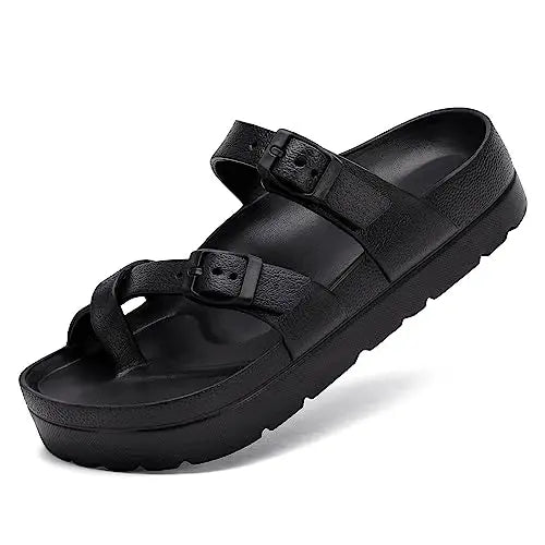Comwarm New Women's Platform Sandals With Arch Support Lightweight Slip on Eva Slides Summer Beach Sandal with Adjustable Buckle