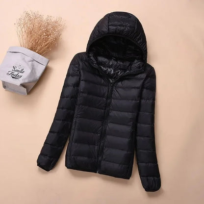 Autumn Winter New Parkas Down Coat Women's Short Stand-UP Collar Hooded Warm Cotton Padded Jacket Large Size Outcoat Female Tops