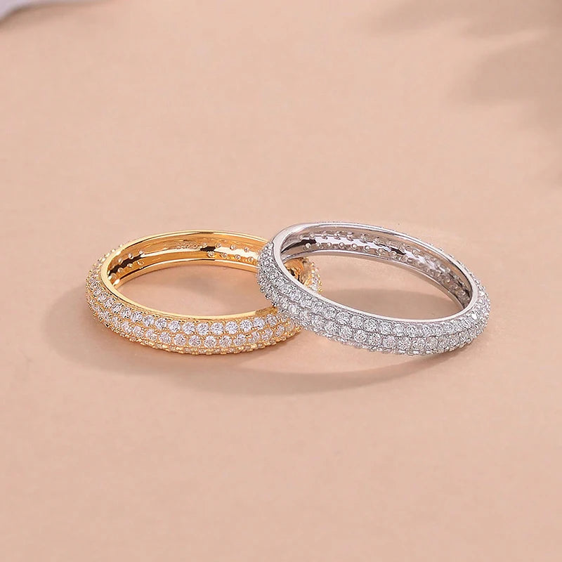 925 Sterling Silver Gorgeous Sparkling Double Layer Zircon Ring For Women Engagement Wedding Luxury High Quality Fine Jewelry