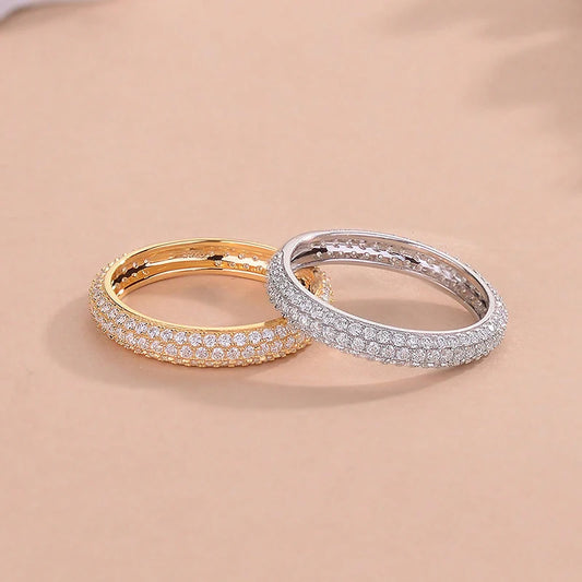 925 Sterling Silver Gorgeous Sparkling Double Layer Zircon Ring For Women Engagement Wedding Luxury High Quality Fine Jewelry