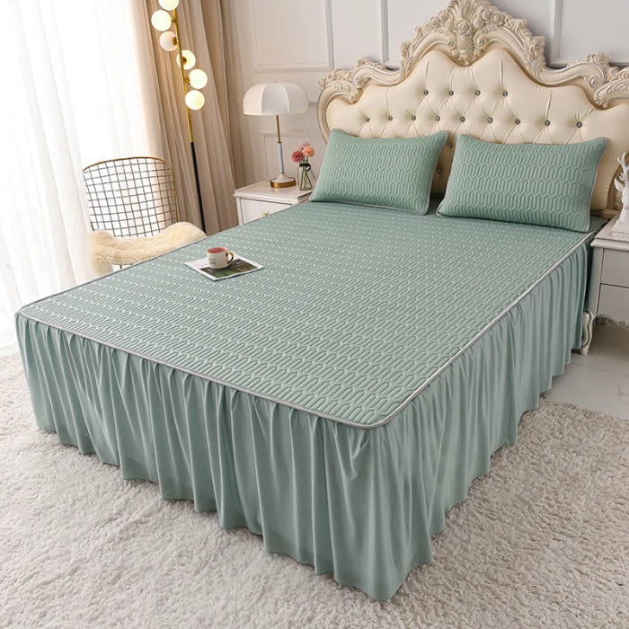 Princess wind ice silk latex mat bed skirt three-piece summer single soft mat bed sheet air conditioner mat machine washable