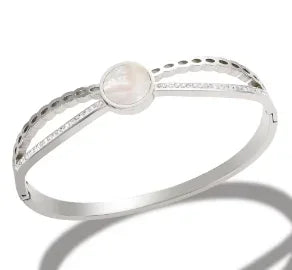Stainless Steel Feather Shape Bangle Bracelets Jewelry