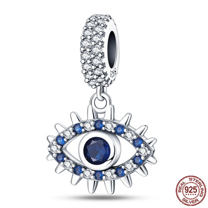100% Real 925 Silver Classic Devil's Eye Charms Beads For Women Fit Original Qikaola Bracelets Fine DIY Jewelry Making