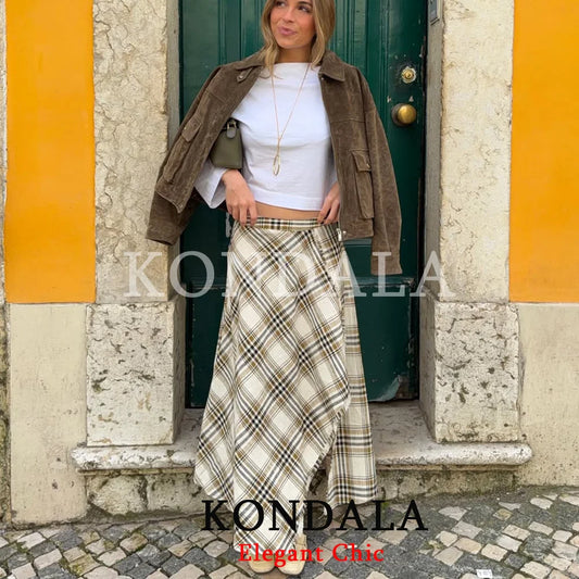 Women's Asymmetric Plaid Skirt