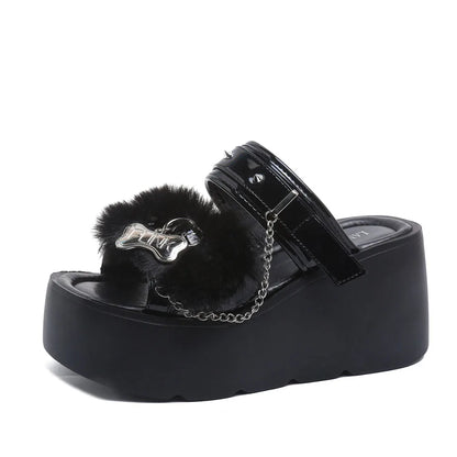 2026 Summer Women's Gothic Chunky Platform Wedges Sandals Chain Street Cool Slide Sandals Women Shoes Walking Comfy