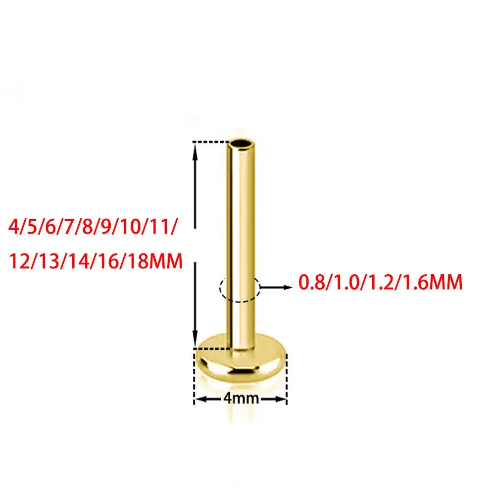 1/10PCS Titanium Labret Stud Internally Threaded Push Pin Tragus Helix Conch Septum Flat Back Plug-in  Ear Piercing Jewelry