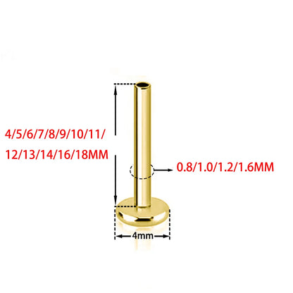 1/10PCS Titanium Labret Stud Internally Threaded Push Pin Tragus Helix Conch Septum Flat Back Plug-in  Ear Piercing Jewelry