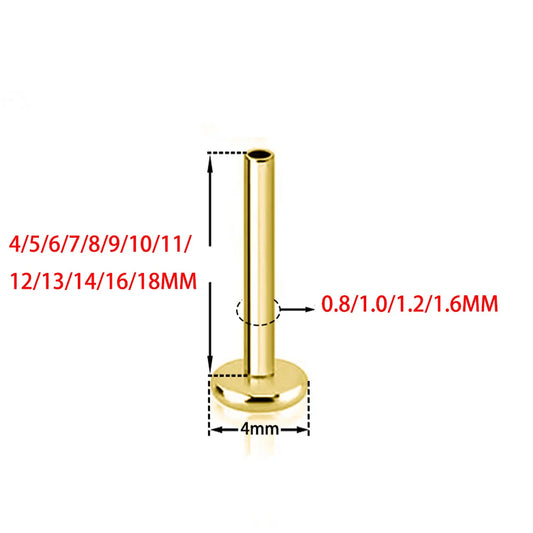 1/10PCS Titanium Labret Stud Internally Threaded Push Pin Tragus Helix Conch Septum Flat Back Plug-in  Ear Piercing Jewelry