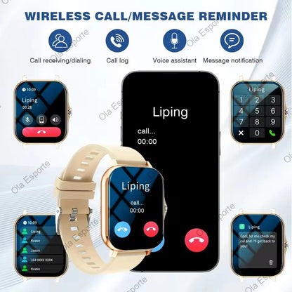 1.83'' Sports Smart Watch Fitness Clock Health Monitor Waterproof Smartwatch Wireless Call Watches Men Women Android Ios Ht30