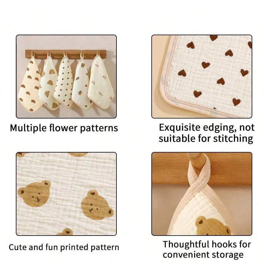 5Pcs Baby Towels, Ultra-Soft and Comfortable Newborn Washcloths, Multifunctional and Versatile, Washable Repeatedly, Soft and Skin-Friendly, Suitable for Baby Use, Perfect as a Gift