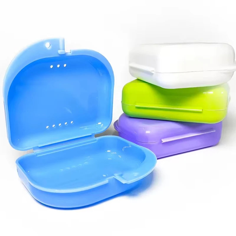 50PCS Denture Storage Box Denture Placement Device with Breathable Holes Orthodontic Prosthesis Teeth Boxes Dental Retainer