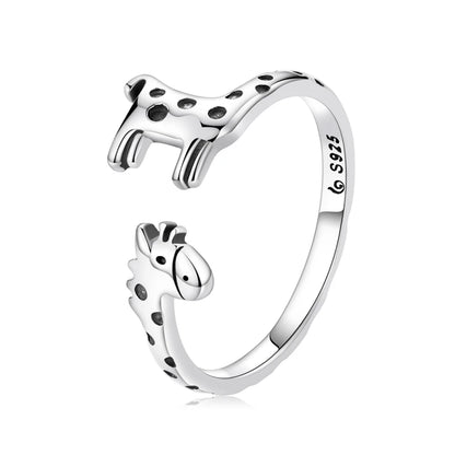 WOSTU 925 Sterling Silver Pet Cat Stackable opening Ring For Women Snake Dog Adjustable rings Fine Jewelry Party Birthday Gift