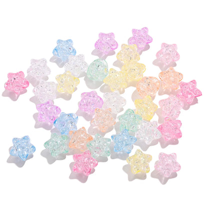 50pcs 11mm Clear Acrylic Burst Beads Candy Color Star Spacer Beads DIY Handmade Beaded For Jewelry Findings Bracelet Accessories