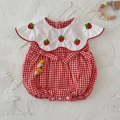 New Summer Baby Cotton Clothing Cute Newborn Baby Sleeveless Triangle Jumpsuit Baby Peter Pan Collar Jumpsuit 0-18M